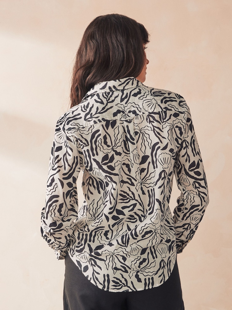 GANT White Regular Fit Palm Print Voile 100% Cotton Shirt - Image 2 of 5