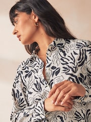 GANT White Regular Fit Palm Print Voile 100% Cotton Shirt - Image 3 of 5