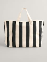 GANT Black Striped Canvas Beach 100% Cotton Bag - Image 3 of 4