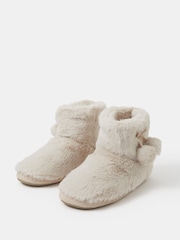 Accessorize Natural Faux Fur Boot Slippers - Image 1 of 2