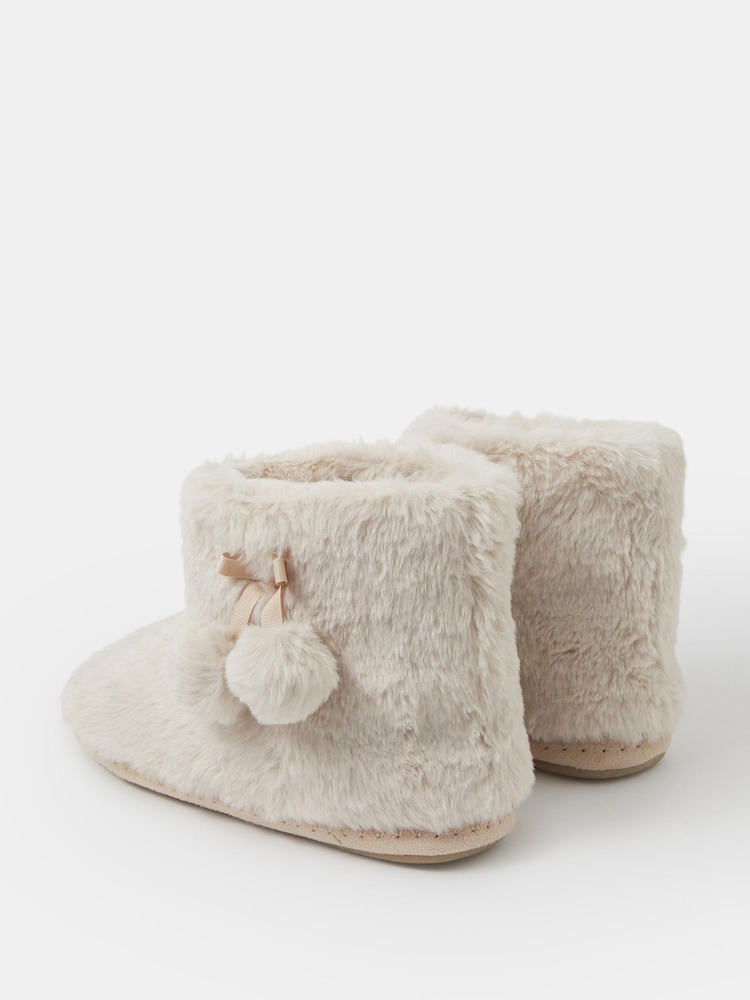 Accessorize Natural Faux Fur Boot Slippers - Image 2 of 2