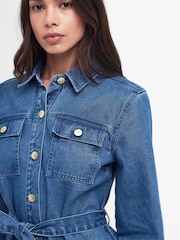 Barbour® International Blue Mid Wash Rouse Denim Dress - Image 3 of 6