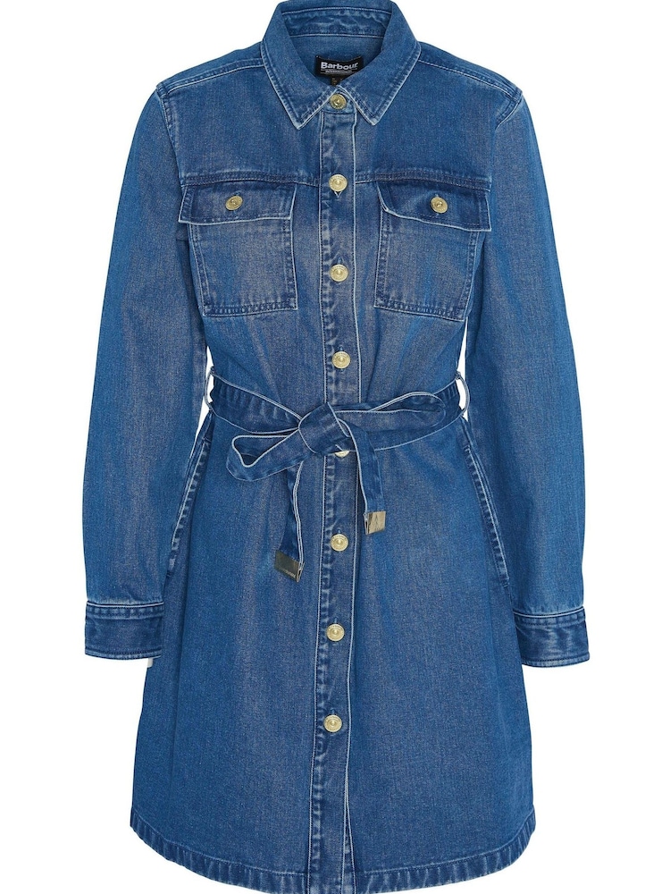 Barbour® International Blue Mid Wash Rouse Denim Dress - Image 6 of 6 Barbour® International Blue Mid Wash Rouse Denim Dress - Image 6 of 6
