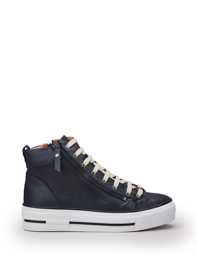 Синий - Moda in Pelle Annaken High Top Chunky Lace-Up Leather Trainers - Image 1 of 4