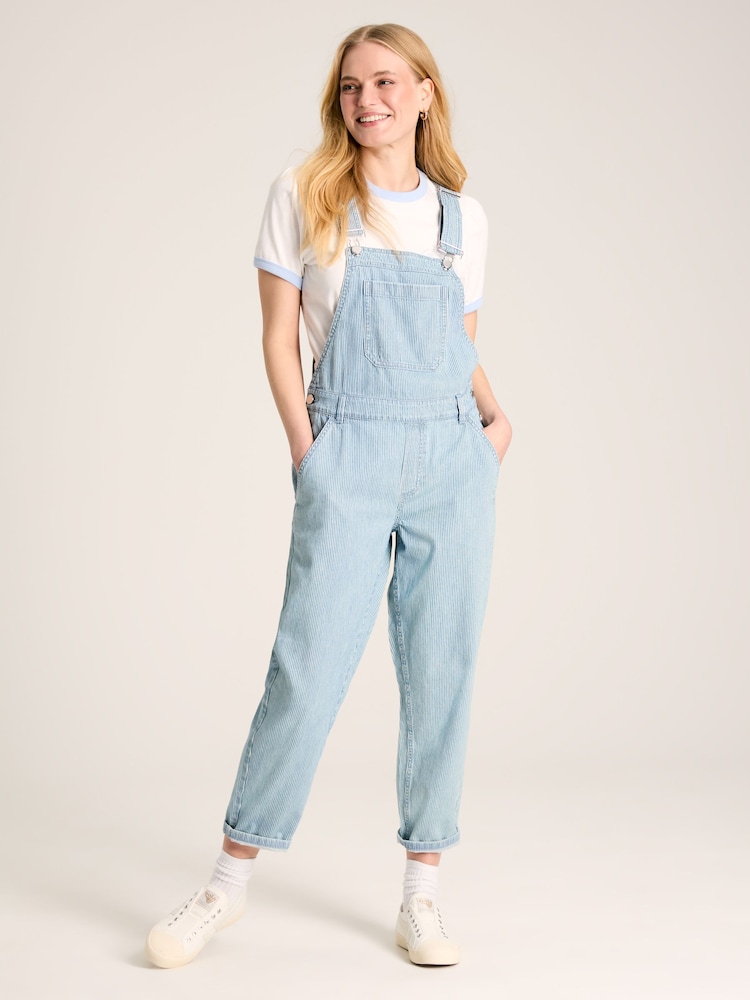 Joules Railroad Blue & White Pinstripe Denim Dungarees - Image 1 of 7