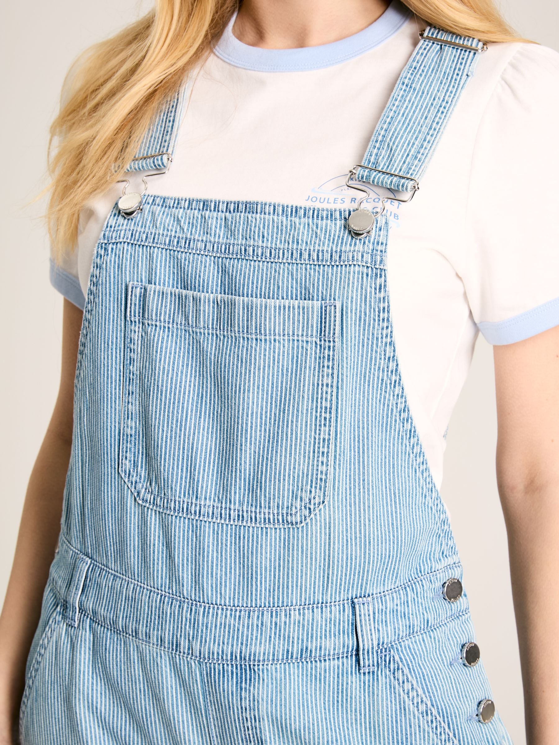 Buy Joules Railroad Blue & White Pinstripe Denim Dungarees from