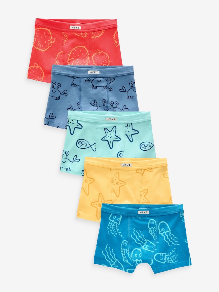 Seaside Print Soft Waistband Trunks 5 Pack (1.5-12yrs) - Image 1 of 8 Seaside Print Soft Waistband Trunks 5 Pack (1.5-12yrs) - Image 1 of 8