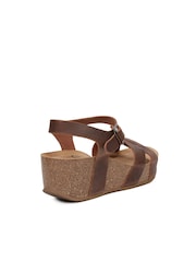 Celtic & Co. Crossover Brown Wedge Sandals - Image 2 of 7