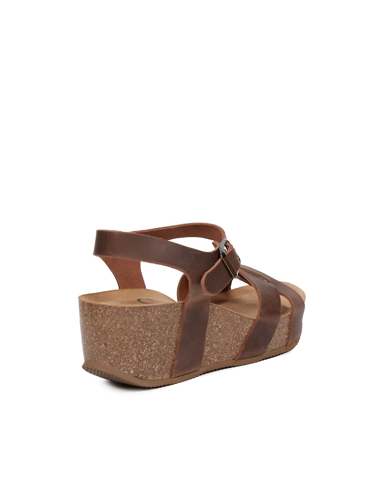 Celtic & Co. Crossover Brown Wedge Sandals - Image 2 of 7