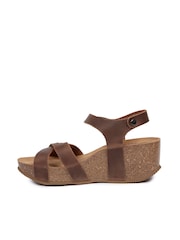 Celtic & Co. Crossover Brown Wedge Sandals - Image 3 of 7