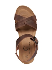 Celtic & Co. Crossover Brown Wedge Sandals - Image 6 of 7