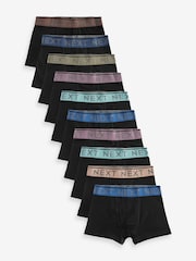 Black Mineral Waistband Trunks 10 Pack (1.5-16yrs) - Image 1 of 12