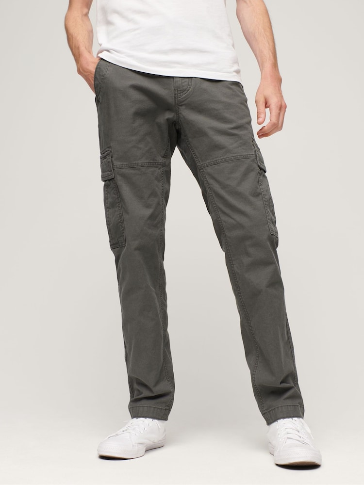 Superdry Grey Core Cargo 100% Cotton Trousers - Image 1 of 1 Superdry Grey Core Cargo 100% Cotton Trousers - Image 1 of 1