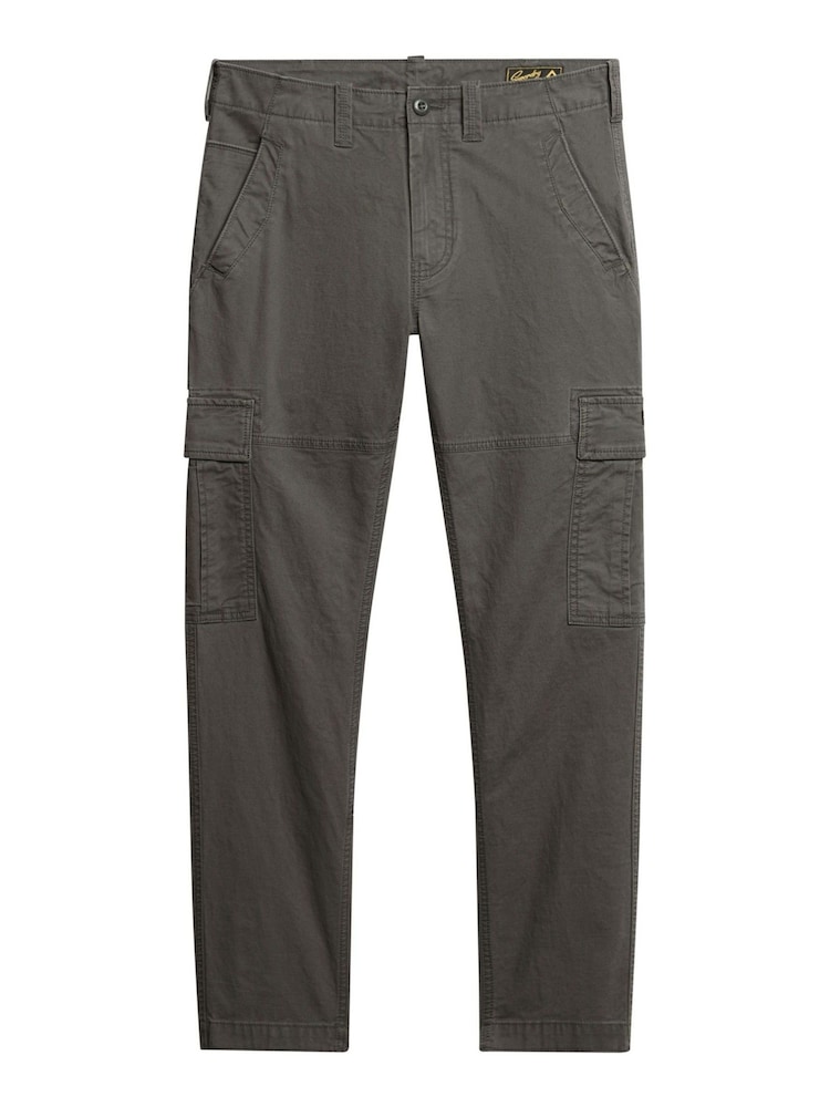 Superdry Grey Core Cargo 100% Cotton Trousers - Image 1 of 1