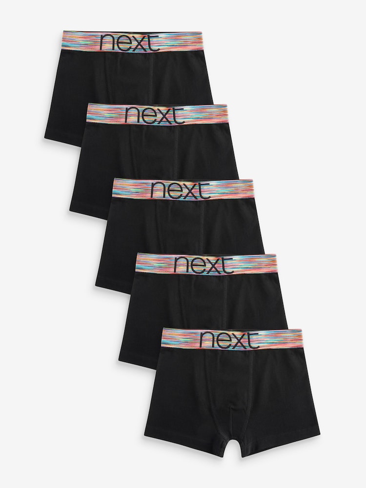 Black Bright Waistband Trunks 5 Pack (2-16yrs) - Image 1 of 8