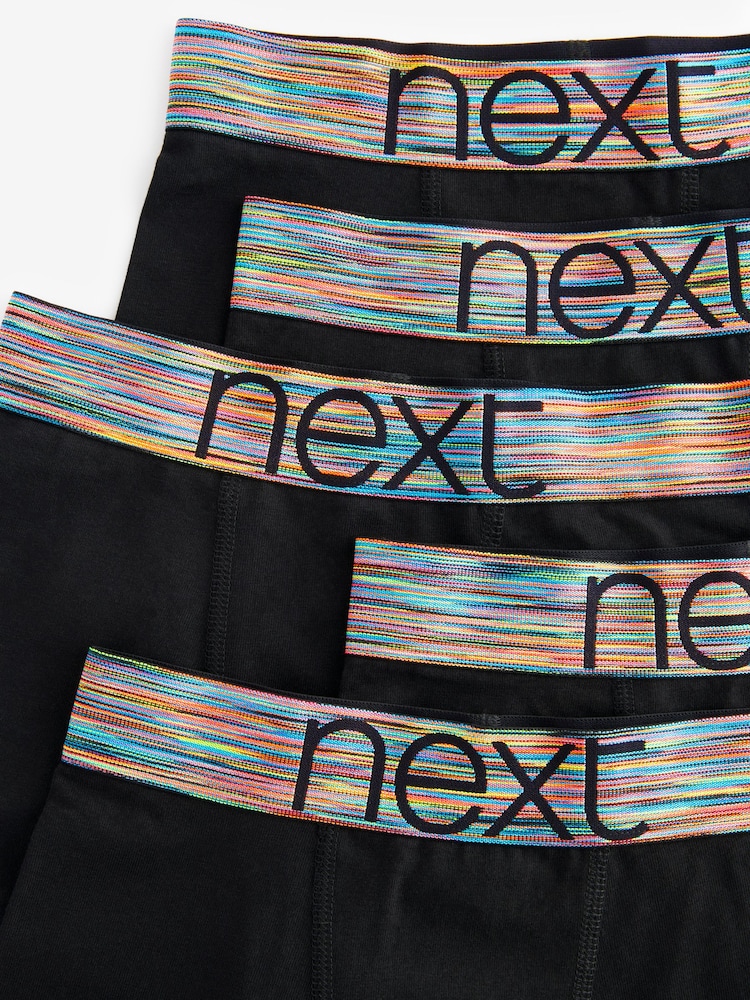 Black Bright Waistband Trunks 5 Pack (2-16yrs) - Image 8 of 8