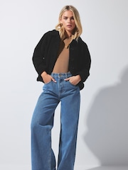 PixieGirl Petite Blue 100% Cotton Mid Blue Wide Leg Jeans - Image 1 of 6