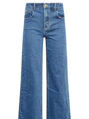 PixieGirl Petite Blue 100% Cotton Mid Blue Wide Leg Jeans - Image 5 of 6