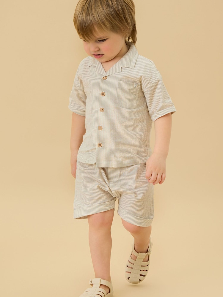 MORI Green Stripe Woven Shorts - Image 1 of 2 MORI Green Stripe Woven Shorts - Image 1 of 2