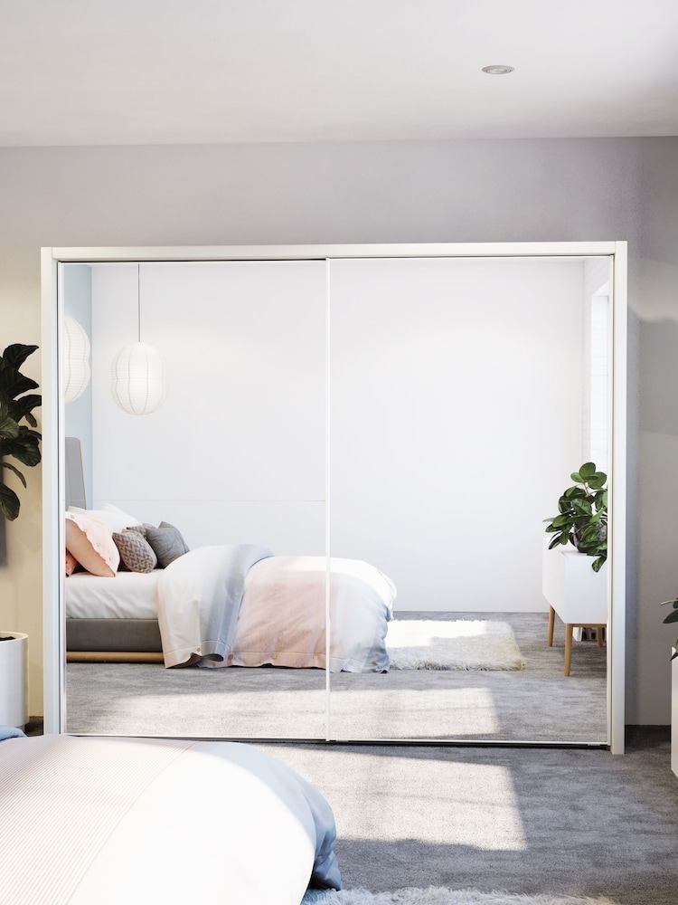 Wiemann White Peyton Mirror Sliding 2.6m Sliding Semi Fitted Wardrobe - Image 1 of 1