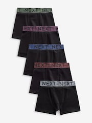 Black Autumn Waistbands Trunks 5 Pack (2-16yrs) - Image 1 of 8