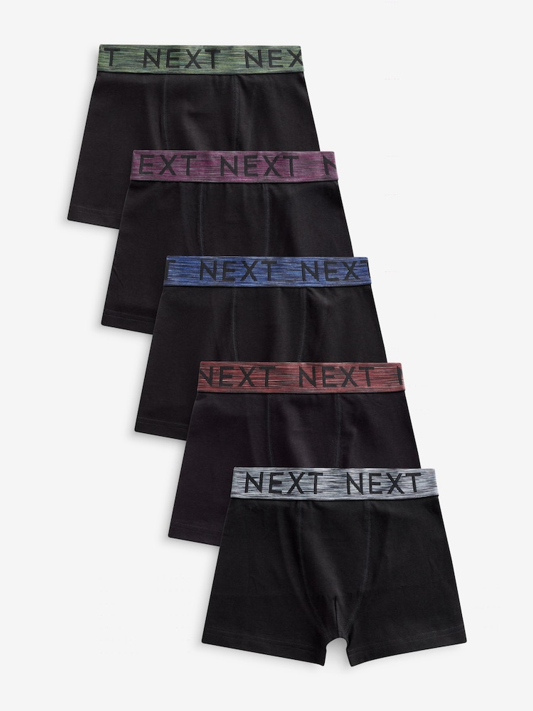 Black Autumn Waistbands Trunks 5 Pack (2-16yrs) - Image 1 of 8