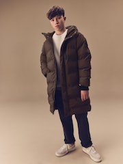 Brown Waterproof Longline Fleece Lined Puffer Coat (3-17yrs) - Image 1 of 11
