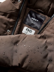 Brown Waterproof Longline Fleece Lined Puffer Coat (3-17yrs) - Image 10 of 11