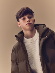 Brown Waterproof Longline Fleece Lined Puffer Coat (3-17yrs) - Image 3 of 11