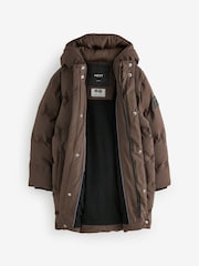Brown Waterproof Longline Fleece Lined Puffer Coat (3-17yrs) - Image 8 of 11