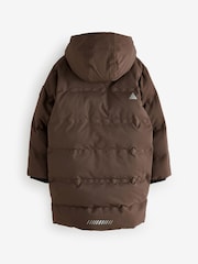 Brown Waterproof Longline Fleece Lined Puffer Coat (3-17yrs) - Image 9 of 11