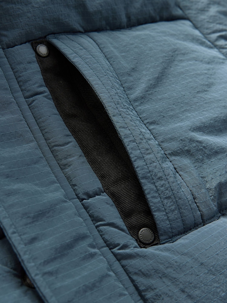 Teal Blue Utility Fleece Lined Hooded Padded Puffer Coat (3-16yrs) - Image 10 of 12