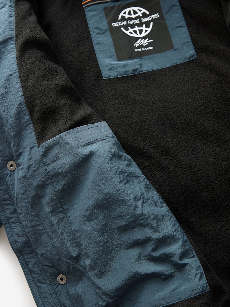 Teal Blue Utility Fleece Lined Hooded Padded Puffer Coat (3-16yrs) - Image 6 of 12
