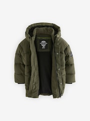 Khaki Green Utility Fleece Lined Hooded Padded Puffer Coat (3-16yrs) - Image 2 of 7