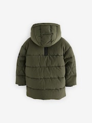 Khaki Green Utility Fleece Lined Hooded Padded Puffer Coat (3-16yrs) - Image 4 of 7