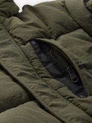 Khaki Green Utility Fleece Lined Hooded Padded Puffer Coat (3-16yrs) - Image 5 of 7