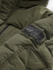 Khaki Green Utility Fleece Lined Hooded Padded Puffer Coat (3-16yrs) - Image 6 of 7