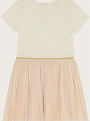 Monsoon Natural Disco Unicorn Rainbow Short Sleeve Dress - Image 2 of 3