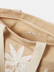 Accessorize Natural Palm Tree Embroidered Woven Beach Bag - Image 2 of 2