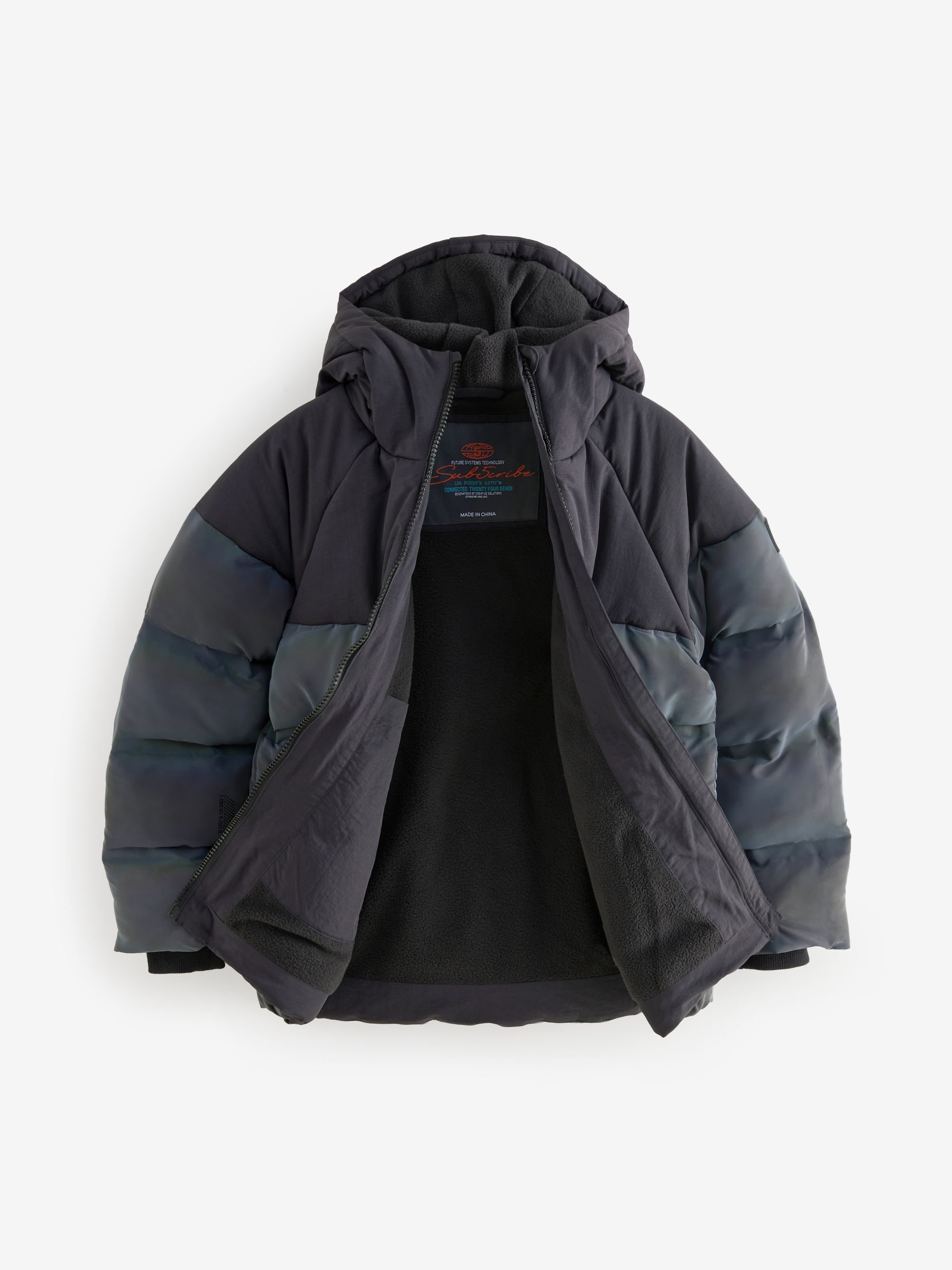 Buy Grey Reflective Fabric Fleece Lined Hooded Padded Puffer Jacket 3 17yrs from Next Luxembourg