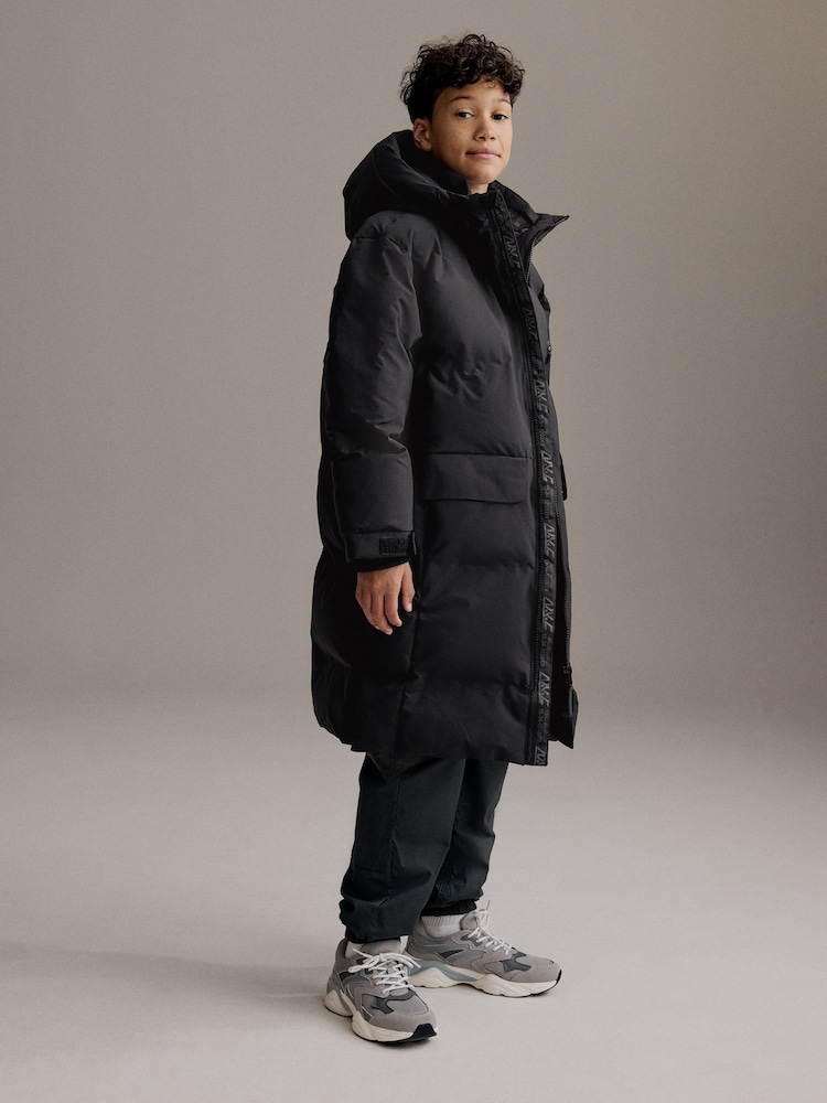 Black Premium Waterproof Longline Padded Puffer Coat (3-16yrs) - Image 1 of 13