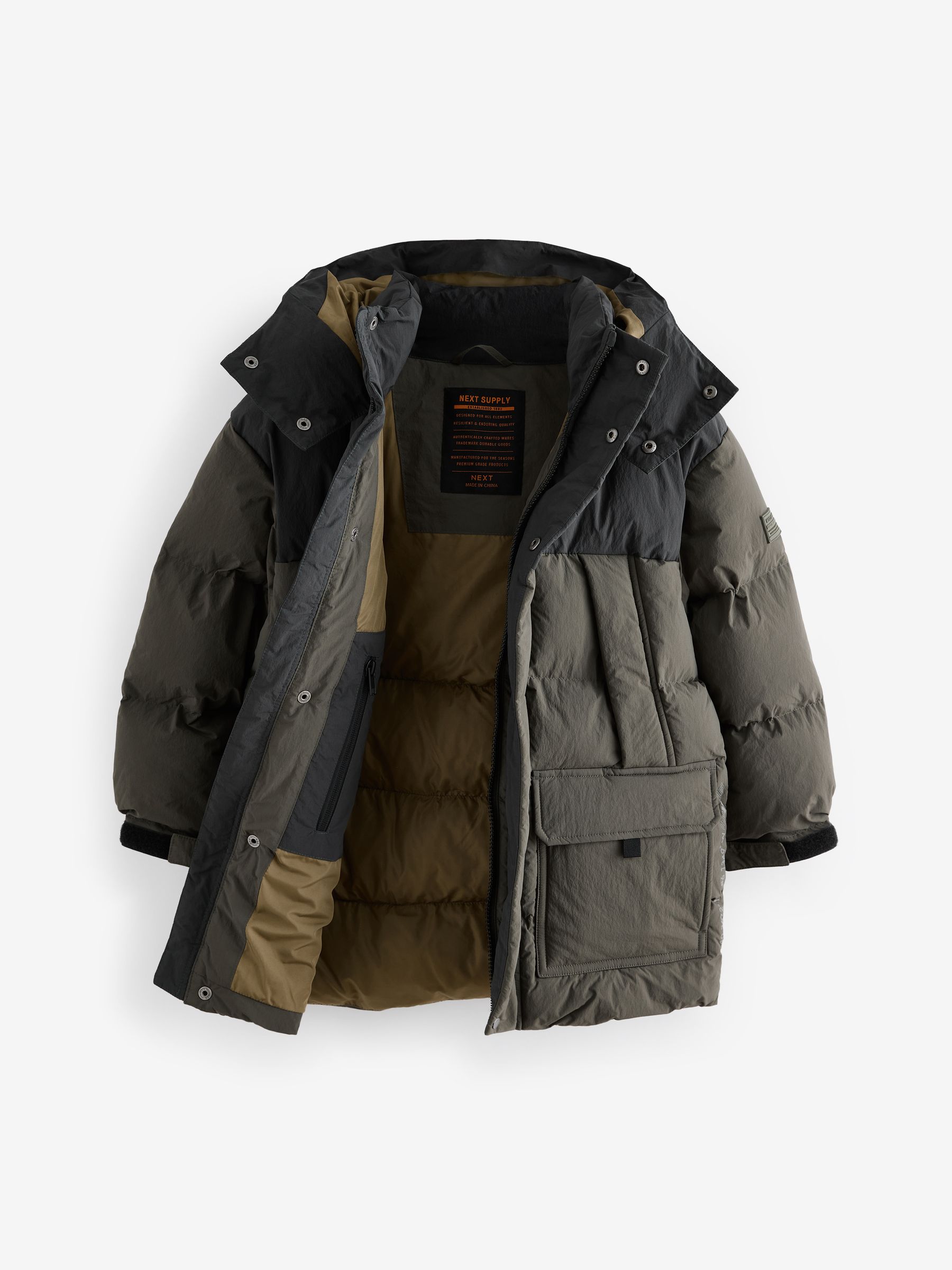 Buy Khaki Green Premium Padded Hooded Puffer Coat (3-16yrs) from Next USA
