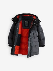 Black/Grey Premium Padded Hooded Puffer Coat (3-17yrs) - Image 4 of 10