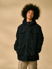 Black 4 Pocket Parka Coat (3-17yrs) - Image 1 of 11