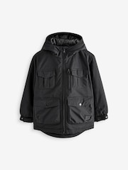 Black 4 Pocket Parka Coat (3-17yrs) - Image 7 of 11