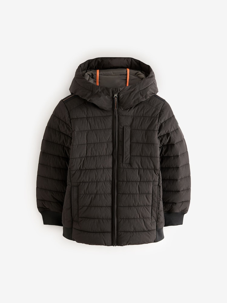 Black Premium Quilted Midweight Hooded Jacket (3-16yrs) - Image 1 of 11