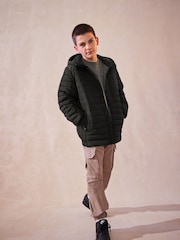 Black Premium Quilted Midweight Hooded Jacket (3-16yrs) - Image 2 of 11
