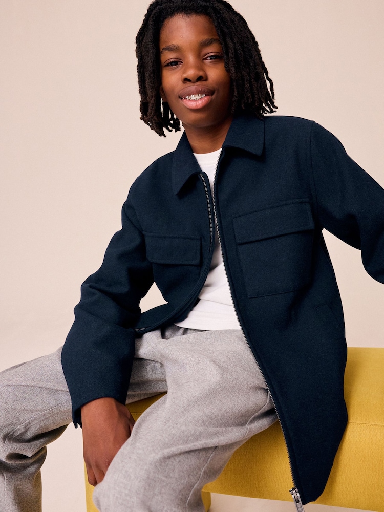 Navy Wool Blend Smart Shacket (3-16yrs) - Image 1 of 6