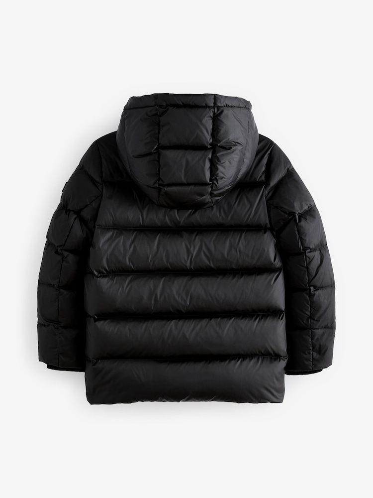 Black Premium Hooded & Padded Down-Fill Coat (3-16yrs) - Image 2 of 6 Black Premium Hooded & Padded Down-Fill Coat (3-16yrs) - Image 2 of 6
