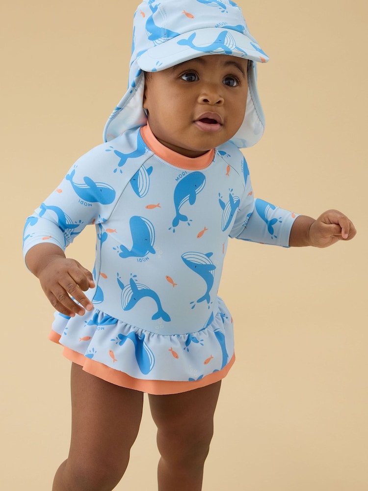 MORI Blue Whale Frill Long Sleeve Swimsuit - Image 2 of 5 MORI Blue Whale Frill Long Sleeve Swimsuit - Image 2 of 5